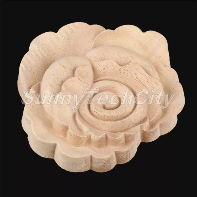4x Retro Wood Carved Corner Onlay Applique Bookcase Door Wall Window Floral Deco