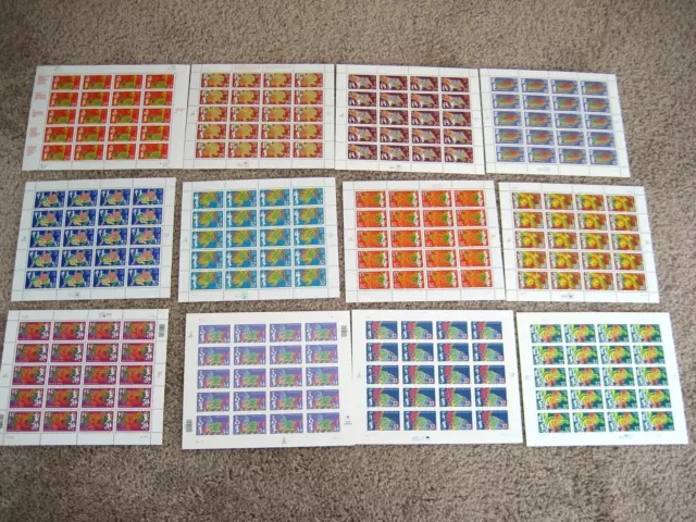 Set of All 12 US Chinese Lunar New Year Stamp Sheets (240 Stamps) 1993 - 2004