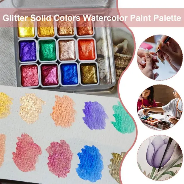 12-56Color Watercolor Painting Pigments Set Pearlescent Paint Glitter N3W9