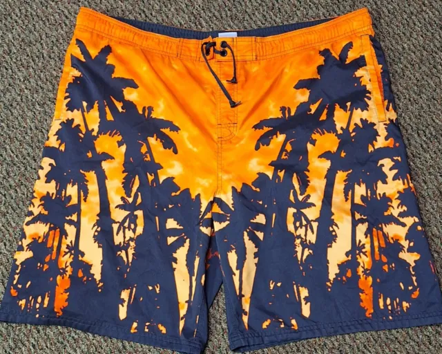 Nike Men's Palm Tree Swim Trunk Board Shorts Mens Size XXL Mesh Lined Orange