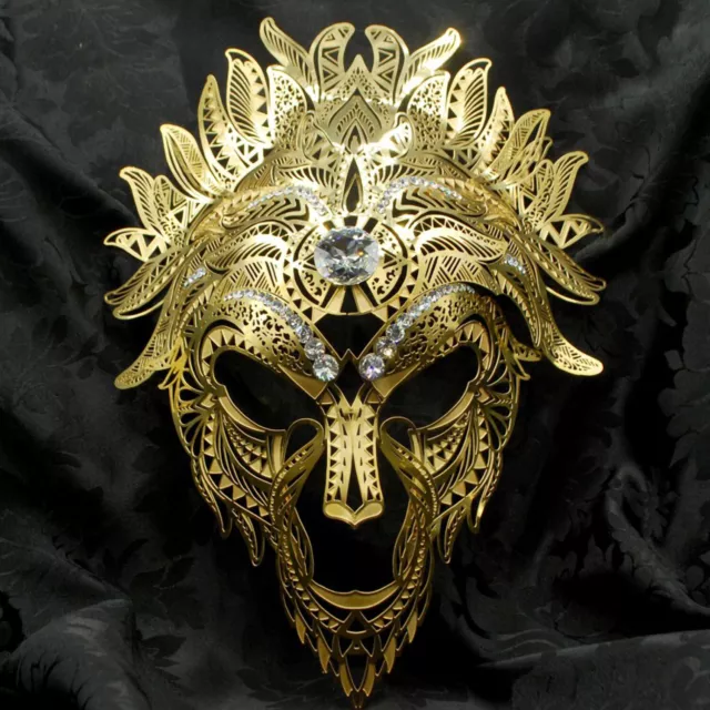 Maschera Veneziana Originale, Metallo e Pietre Preziose Swarovski Made in Italy 3
