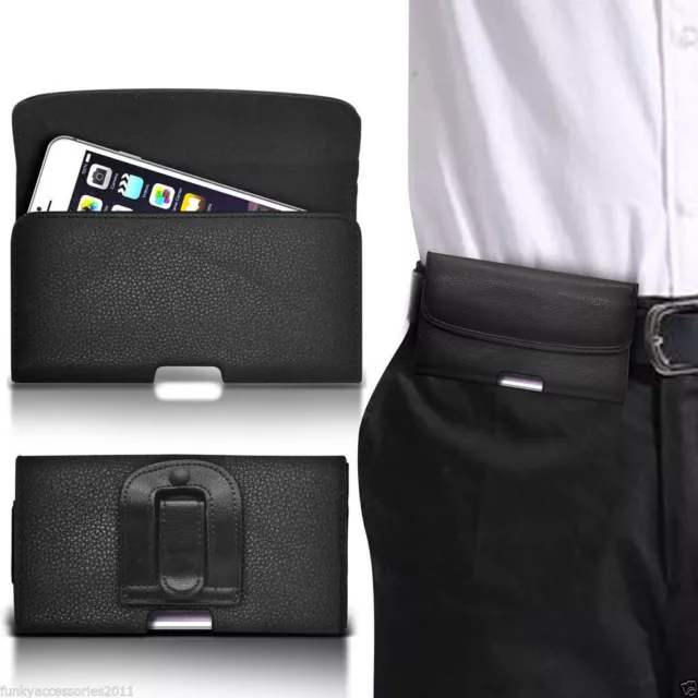 Horizontal Belt Clip Quality Pouch Holster Top Flip Case Holder✔Black