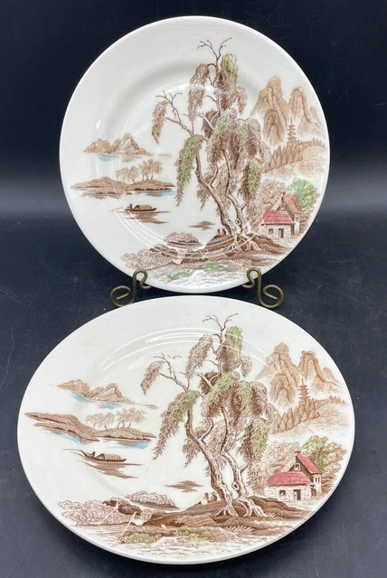 2 Nasco Sayonara China Oriental Japan Salad Plates Dish Oriental Village 7 5/8"