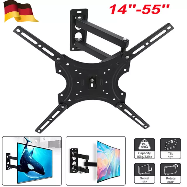 TV Wandhalterung Wandhalter LCD LED Fernseher 14-55 Zoll schwenkbar Neigbar 55"