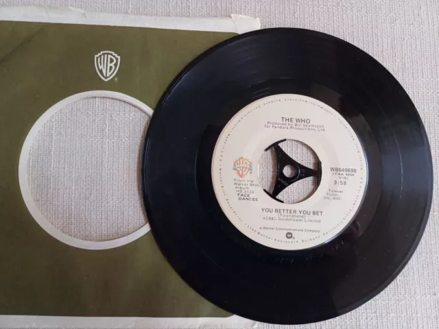 The Who "You Better You Bet" b/w "The Quiet One" 7" rock single