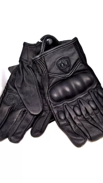 Stealth Icon Pursuit NON-PERFORATED Motorcycle Racing Off Road Gloves- BLACK