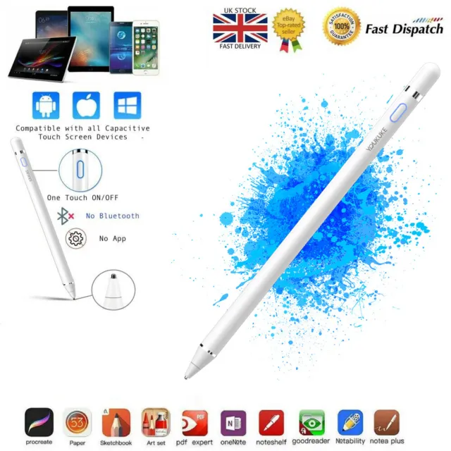 Stylus Pen for Touch Screens Digital Active Pencil Fine Point for iPhone iPad UK