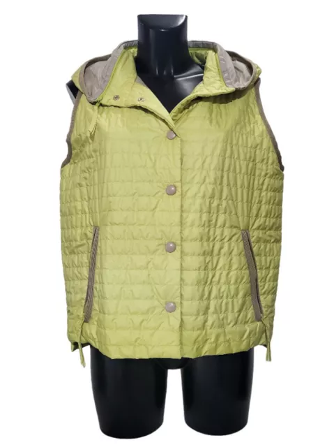 Gilet Giacca Giubbino Smanicato Donna Giallo Con Cappuccio Rimovibile Taglia 46