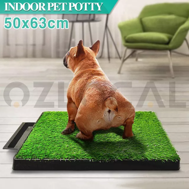 Indoor Dog Pet Potty Training Portable Toilet Large Loo Pad Tray 3/4 Grass Mat