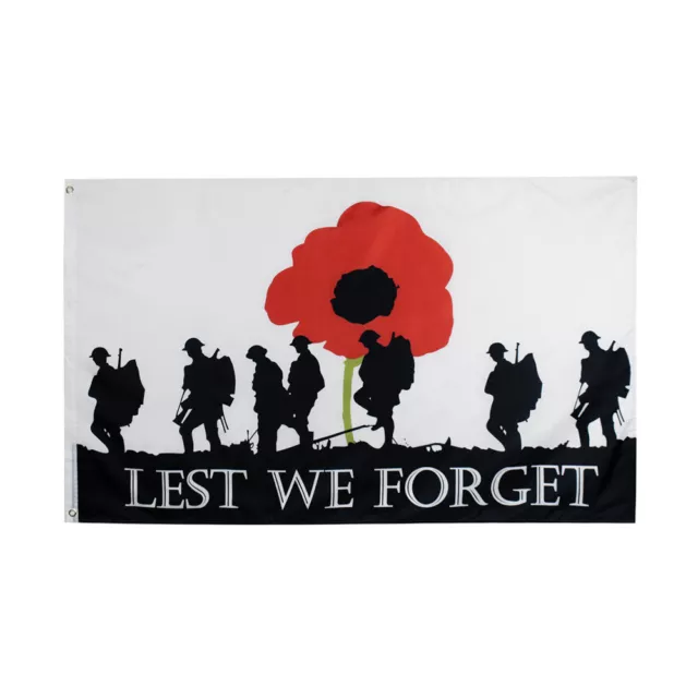 Lest We Forget Flag Poppy Australia & NZ Flags Large ANZAC Day Remembrance Flag 2
