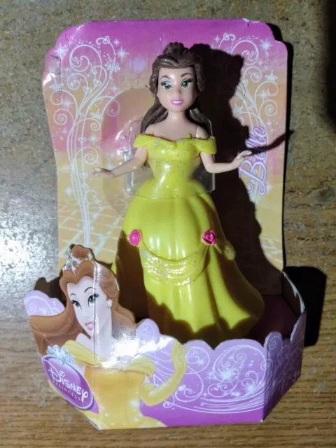 Disney Doll BELLE Beauty &The Beast Polly Pocket Magiclip Size Glitter Dress NEW