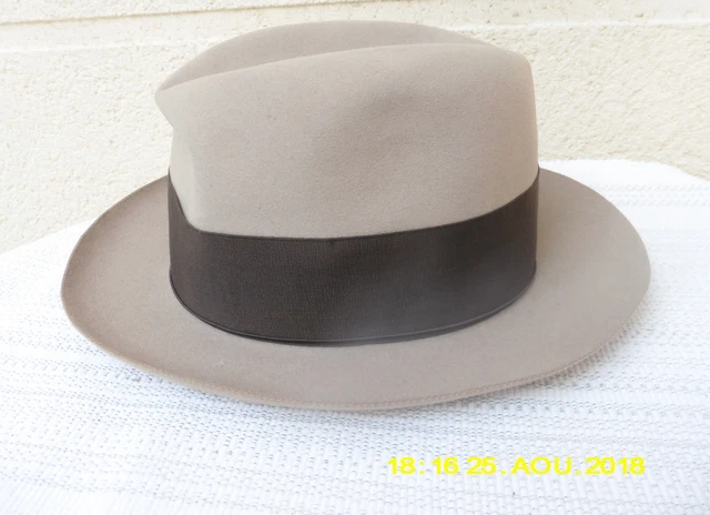 Chapeau Homme Ancien En Feutre De Poil - Modèle Everest Par LIZET PARIS - Taille 57/5 - Gris Foncé