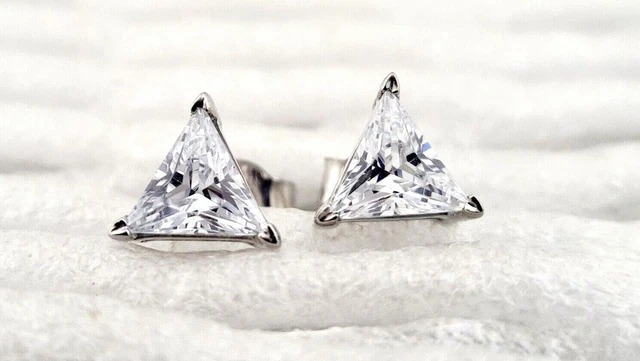 1.80Ct Trillion Simulated Diamond 14k White Gold Plated Solitaire Stud Earrings