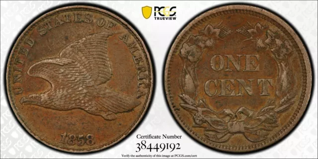 1858 Pcgs Flying Eagle 1C Xf45 Large Letters