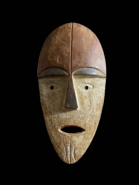 African Mask Tribal Face Mask Wood Lega Idimu Mask Bwami Brotherhood-6836