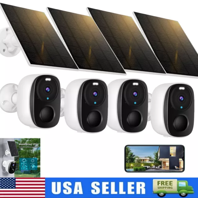 4 Pack WiFi Security IP Camera System Smart Outdoor IR Night Vision Cam 1080P HD