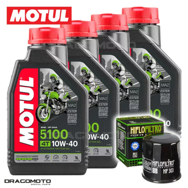 Kawasaki Z 750 2007-2010 Tagliando Olio Motul 5100 4T 10W-40 4 litri filtro