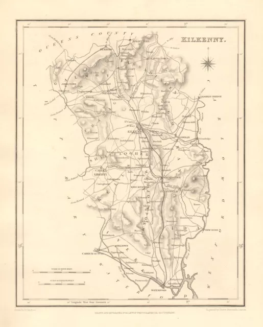 COUNTY KILKENNY antique map for LEWIS by CREIGHTON & DOWER - Ireland 1846