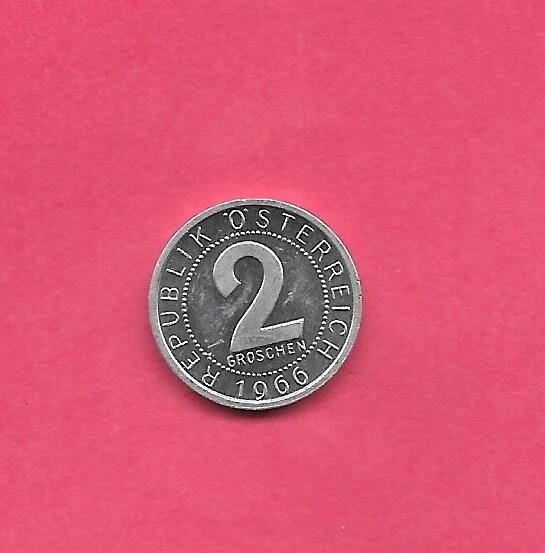 Austria Austrian Km2876 1966 Proof Brilliant 2 Groschen Coin