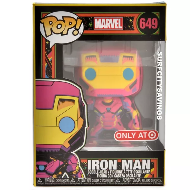 Funko Pop! Marvel Black Light Iron Man Target Exclusive #649 Fast free shipping