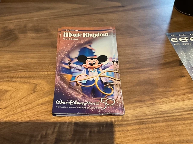 WALT DISNEY WORLD Magic Kingdom Guide map Brochure 50th Anniversary ...
