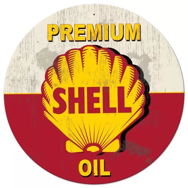 Premium Shell Oil 42" Round Heavy Duty Usa Metal Aged Gasoline Advertising Sign