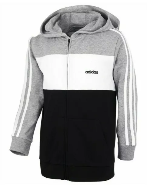 adidas Little Boys Cotton French Terry Colorblocked FZ Hoodie - NWT - MSRP$45.00