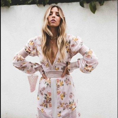 For Love & Lemons Claudette Rosa Marie Silk Maxi Dress
