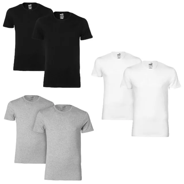 2 er Pack Puma Basic Crew T-Shirt Men Herren Unterhemd Rundhals