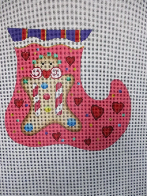 Melissa Shirley Handpainted Needlepoint Canvas Gingerbread Candy Stocking