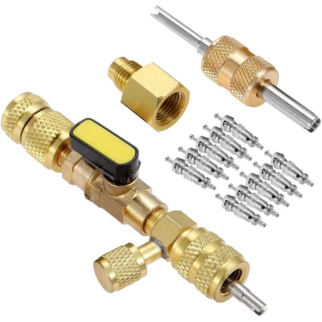 R22 Core Remover Installer Tool with Dual Size SAE 1/4 & 5/16 Port for R404 P8Y9