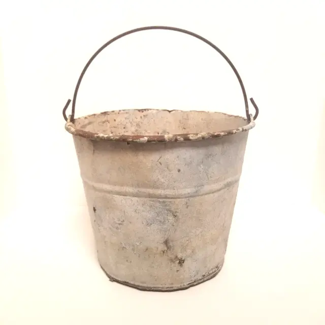 VTG Galvanized Large Metal Bucket PAIL FARMHOUSE Rustic Planter Primitive