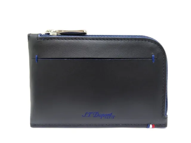 Neuf Porte Monnaie St Dupont Line D Slim 184001 Cuir Noir Black Coin Case 170€