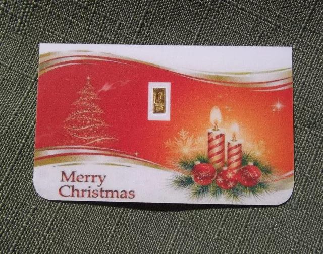 1  /15th Gram GOLD BAR PURE 999.9 FINE BULLION MINTED CERTIFIED MERRY CHRISTMAS.