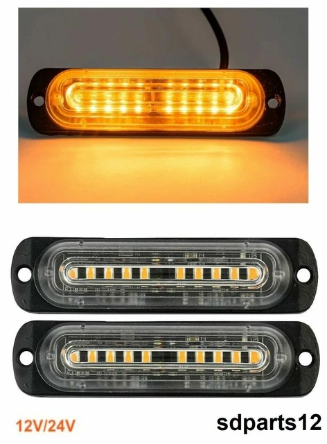 2x Luce Stroboscopica Faretto 10LED Lampeggiante 12V/24V per Auto Camion 18 Funz