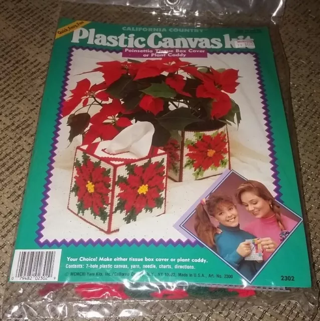 Poinsettia Tissue Box Cover Plastic Canvas Kit