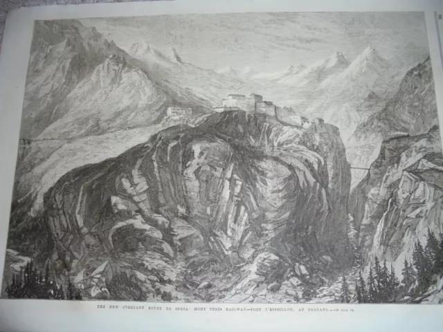 Mont Cenis Railway France Fort L'Esseillon at Brabans 1869 old print ref AX2