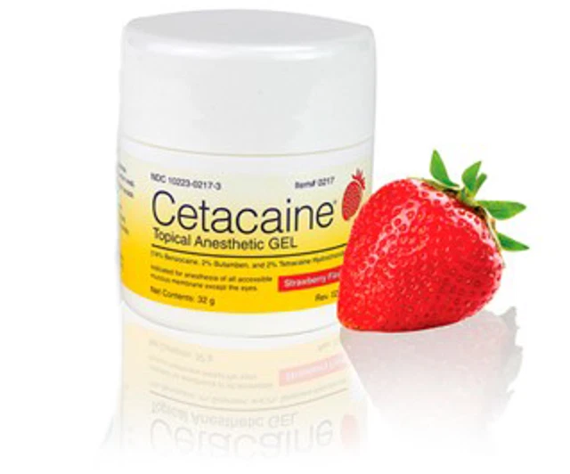 Cetacaine Topical Anesthetic Gel 32 Gm Jar. Strawberry flavor. Benzocaine 14%