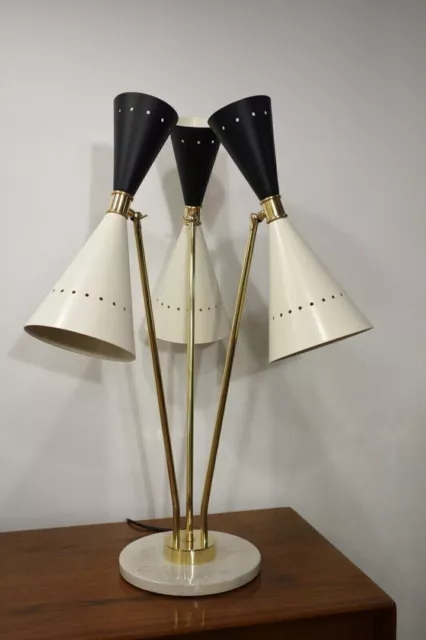Lampe de table diabolo vintage noir blanc italien 1950 base en marbre du...