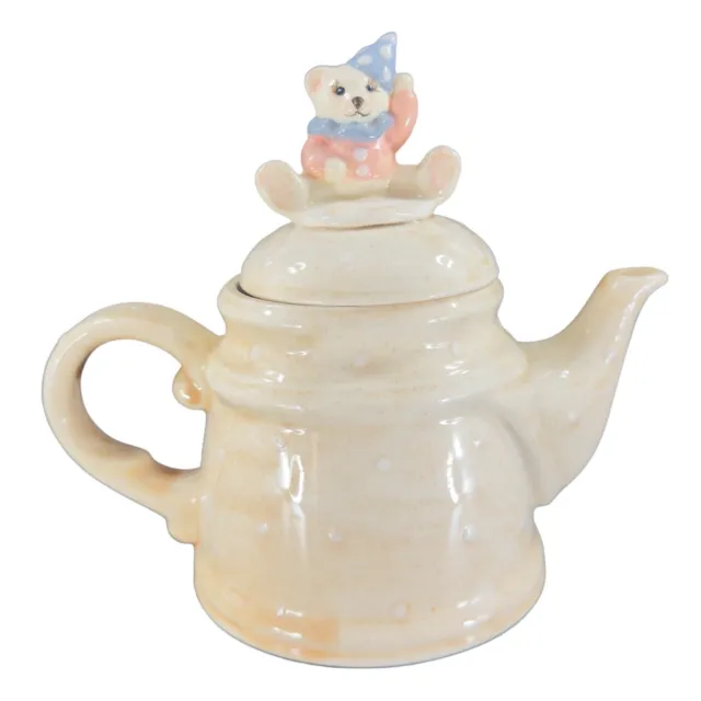 1980s Ceramic Teapot With Cute Whimsical Teddy Bear Lid Coffee Tea Tea Pot VTG