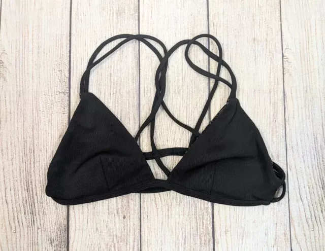 ACACIA SWIMWEAR Women's Black Bikini Top Strappy Back Size Small