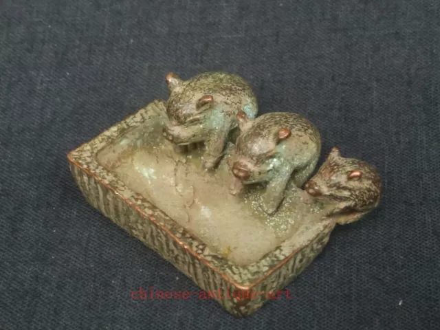 Collection Chinese Old Bronze Carving Lovely Pig Pendant Paperweight Decoration