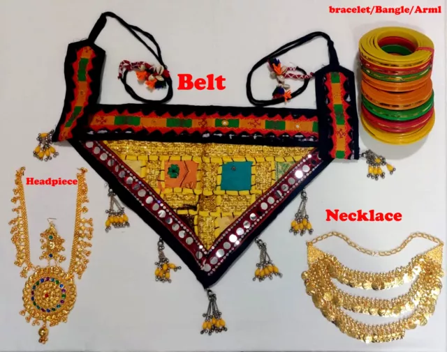 Tribal Golden Full Set / Bracelet Coin Set Fabric Belt Head Piece Belly Dancing