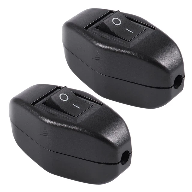 2x Bedroom on Off Button Power Switch 6A/250V AC 10A/125V AC - BlackH4X6