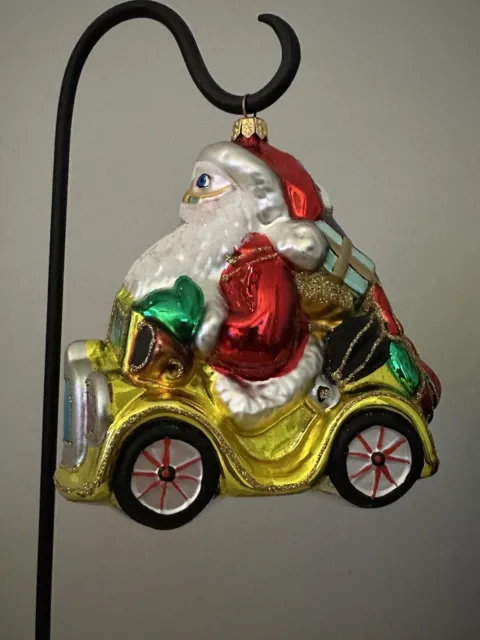 Kurt Adler Polonaise Santa In A Yellow Car Christmas Ornament Similar To Radko