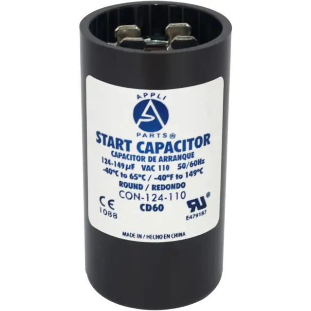 Appli Parts Motor Start Capacitor 124-149 Mfd (Microfarads) Uf 110-125 VAC Unive