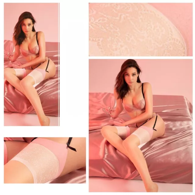 Fiore Pink Cream 20DEN Strapsstrümpfe S-XL Strapse Strümpfe Nylons Damenstrümpfe