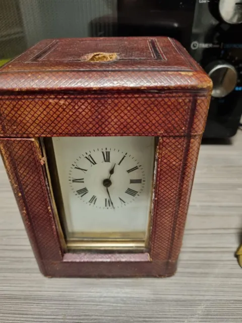 antique repeating carriage clock in case