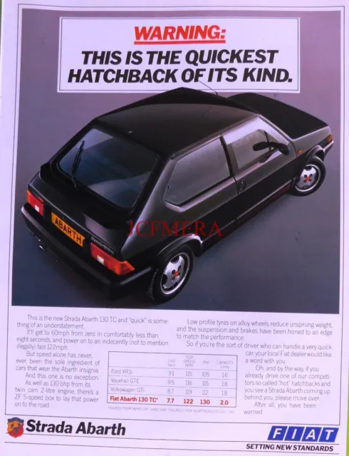 Fiat STRADA ABARTH 130TC Hatchback ADVERT Original Vintage 1984 Print Ad E05/49
