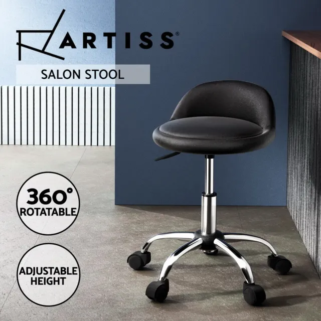 Artiss Salon Stool Swivel Chair Backrest Barber Hairdressing Chairs Black